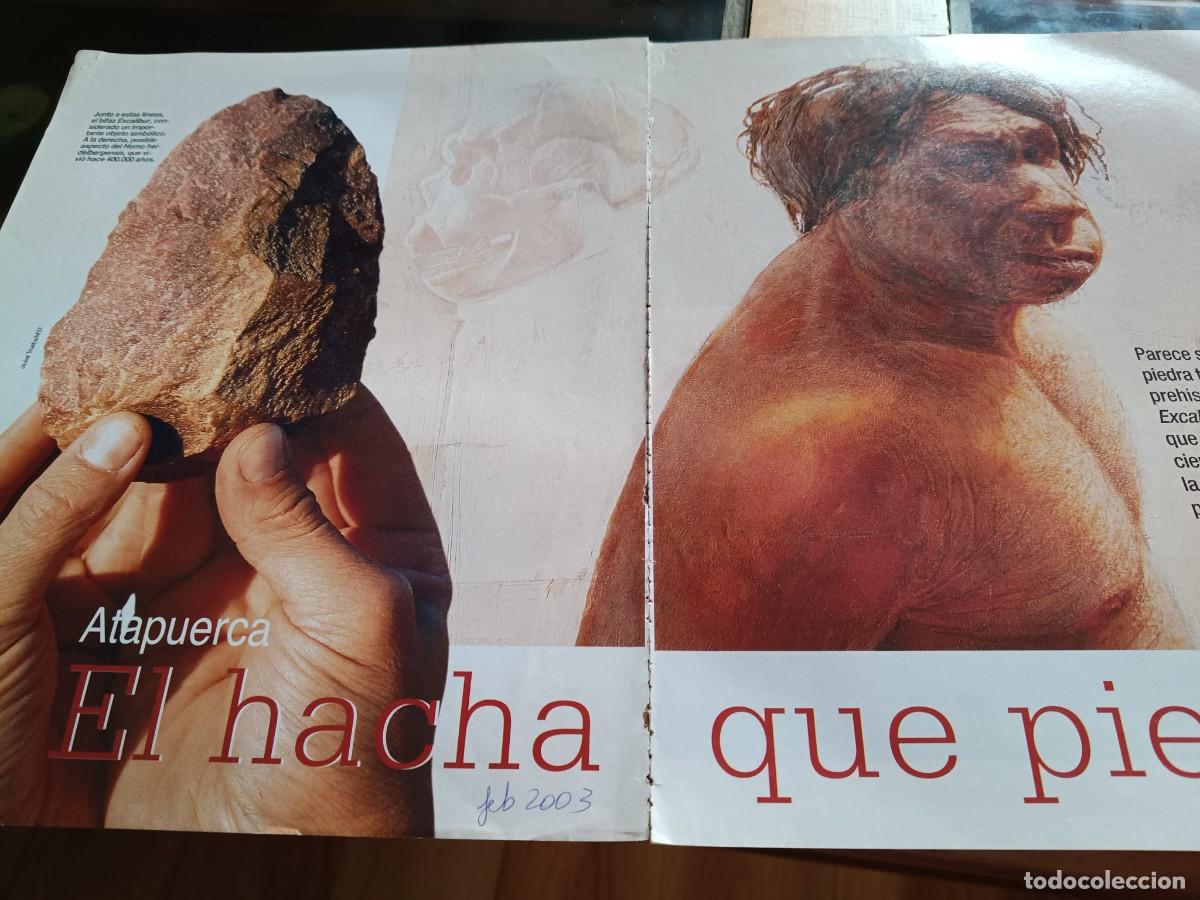 Coleccionismo de revistas y peri&oacute;dicos: ATAPUERCA: EL HACHA QUE PIENSA. 6 P&Aacute;GINAS DE REVISTA GEO FEBRERO 2003