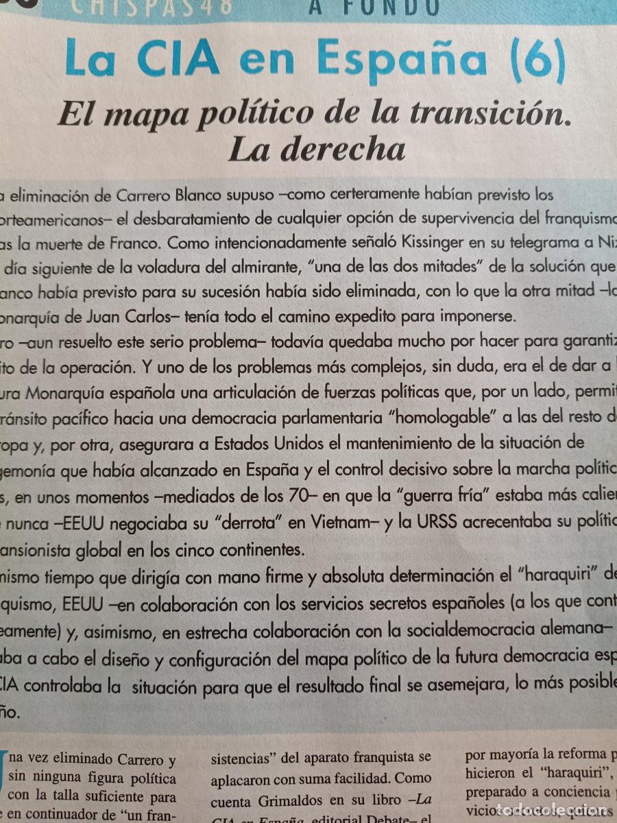 Coleccionismo de revistas y peri&oacute;dicos: INTERVENCI&Oacute;N DE LA CIA EN LA TRANSICI&Oacute;N EN ESPA&Ntilde;A. 4 P&Aacute;GS DE CHISPAS N&ordm; 48 UNIFICACI&Oacute;N COMUNISTA DE