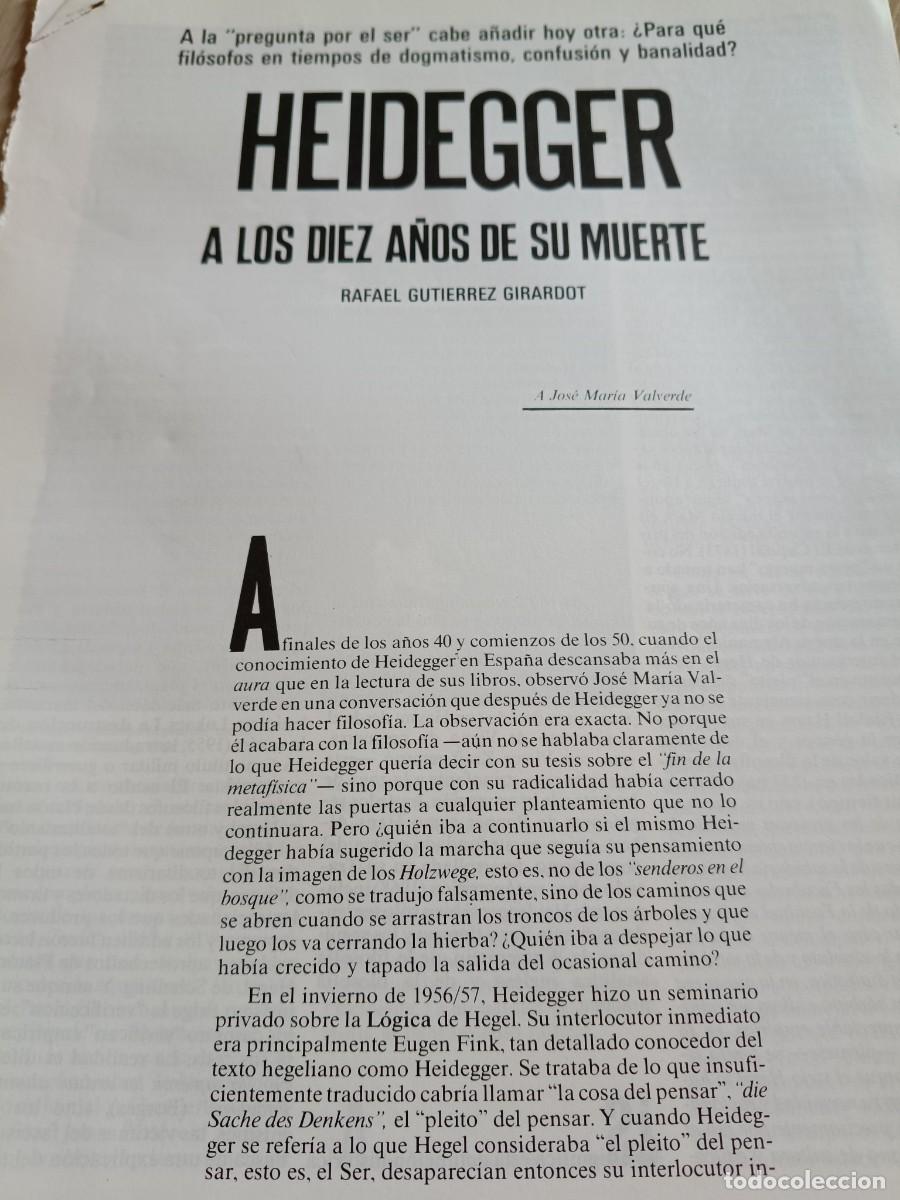 Coleccionismo de revistas y peri&oacute;dicos: DEFENSA DE HEIDEGGER A LOS DIEZ A&Ntilde;OS DE SU MUERTE. RAFAEL GUTI&Eacute;RREZ GIRARDOT. 6 P&Aacute;GS REVISTA QUIMERA
