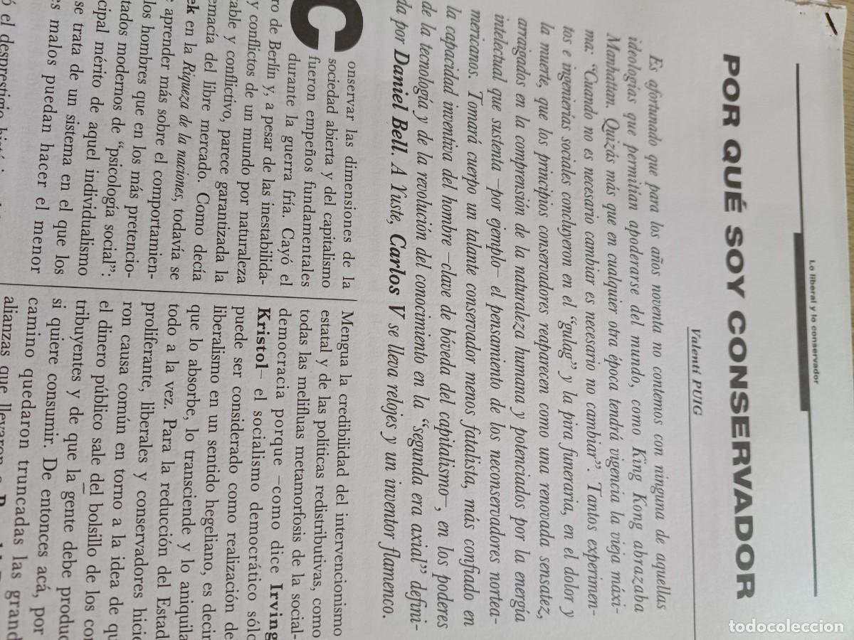 Coleccionismo de revistas y peri&oacute;dicos: POR QU&Eacute; SOY CONSERVADOR. VALENT&Iacute; PUIG. ART&Iacute;CULO EXTRA&Iacute;DO DE REVISTA VEINTIUNO, PRIMAVERA 1993