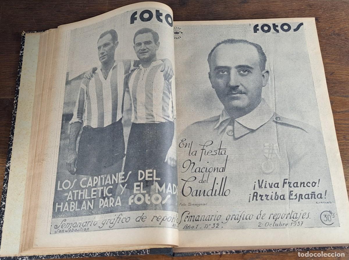 Coleccionismo de revistas y peri&oacute;dicos: Revista &ldquo;FOTOS&rdquo; 2 tomos completos del N&ordm;1 al 62 (1937&ndash;1938) Guerra Civil Espa&ntilde;ola