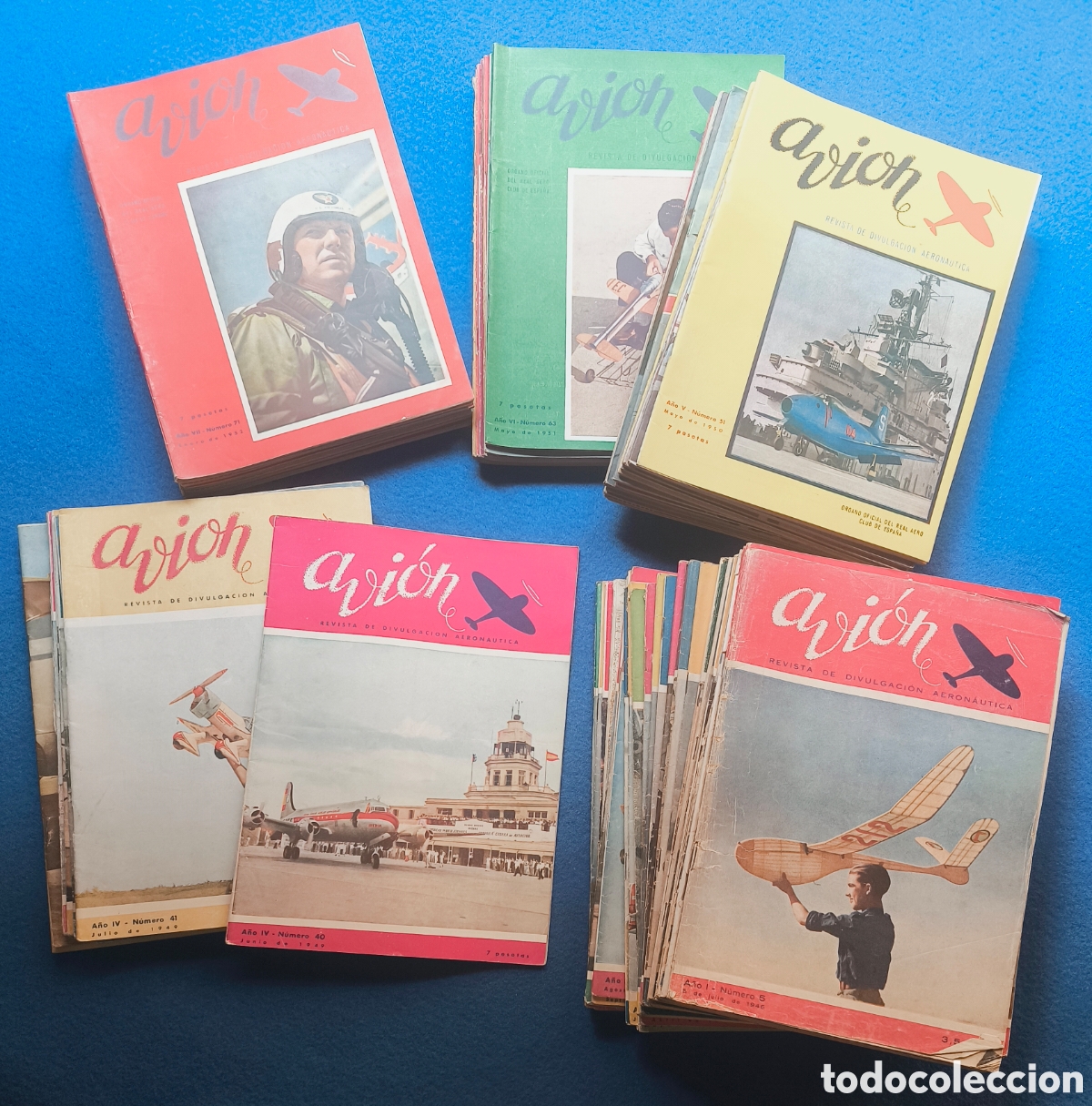 Coleccionismo de revistas y peri&oacute;dicos: AVI&Oacute;N REVISTA DE DIVULGACI&Oacute;N AERONAUTICA LOTE 70 ESPA&Ntilde;A 1946 - 1952