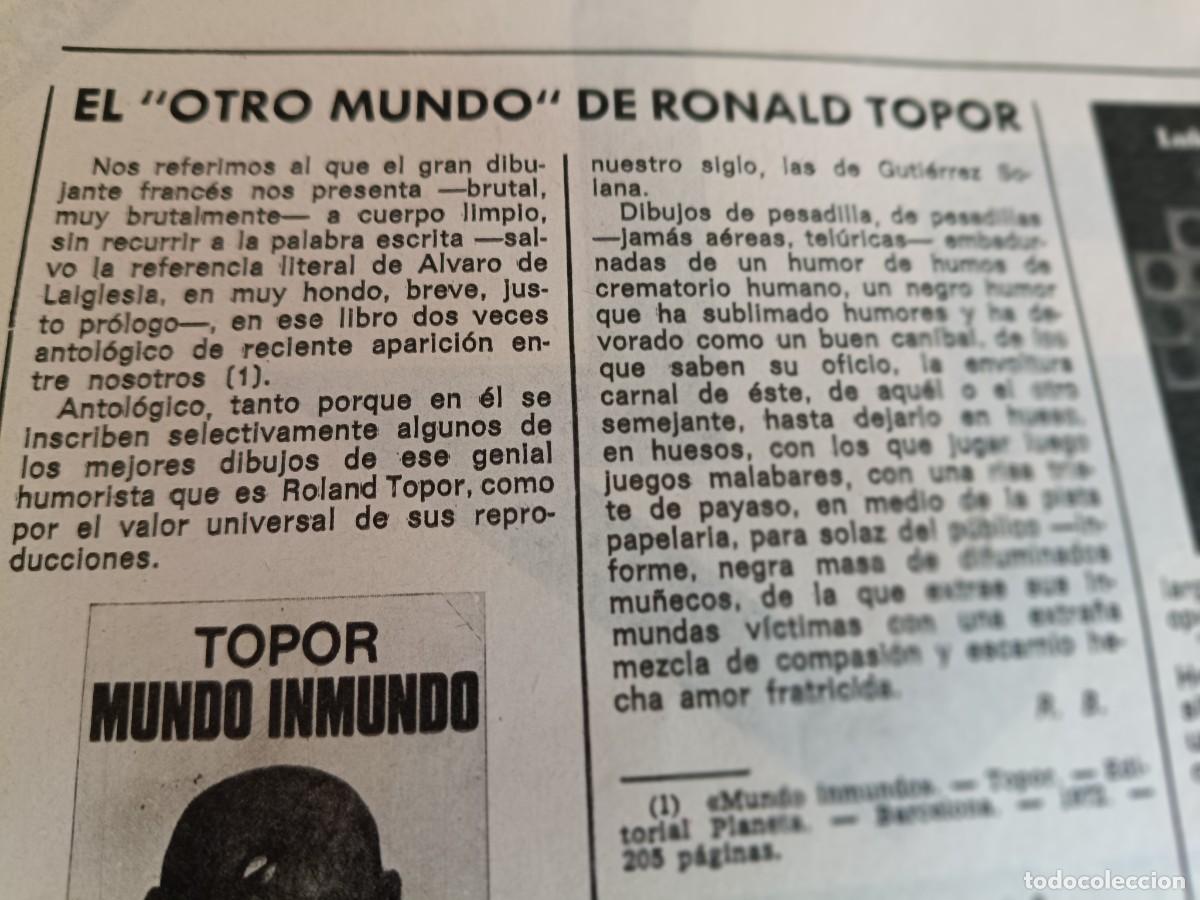 Coleccionismo de revistas y peri&oacute;dicos: COMENTARIO DEL LIBRO &rdquo;MUNDO INMUNDO&rdquo; DE TOPOR. EXTRA&Iacute;DO DE REVISTA MUNDO MARZO 1973