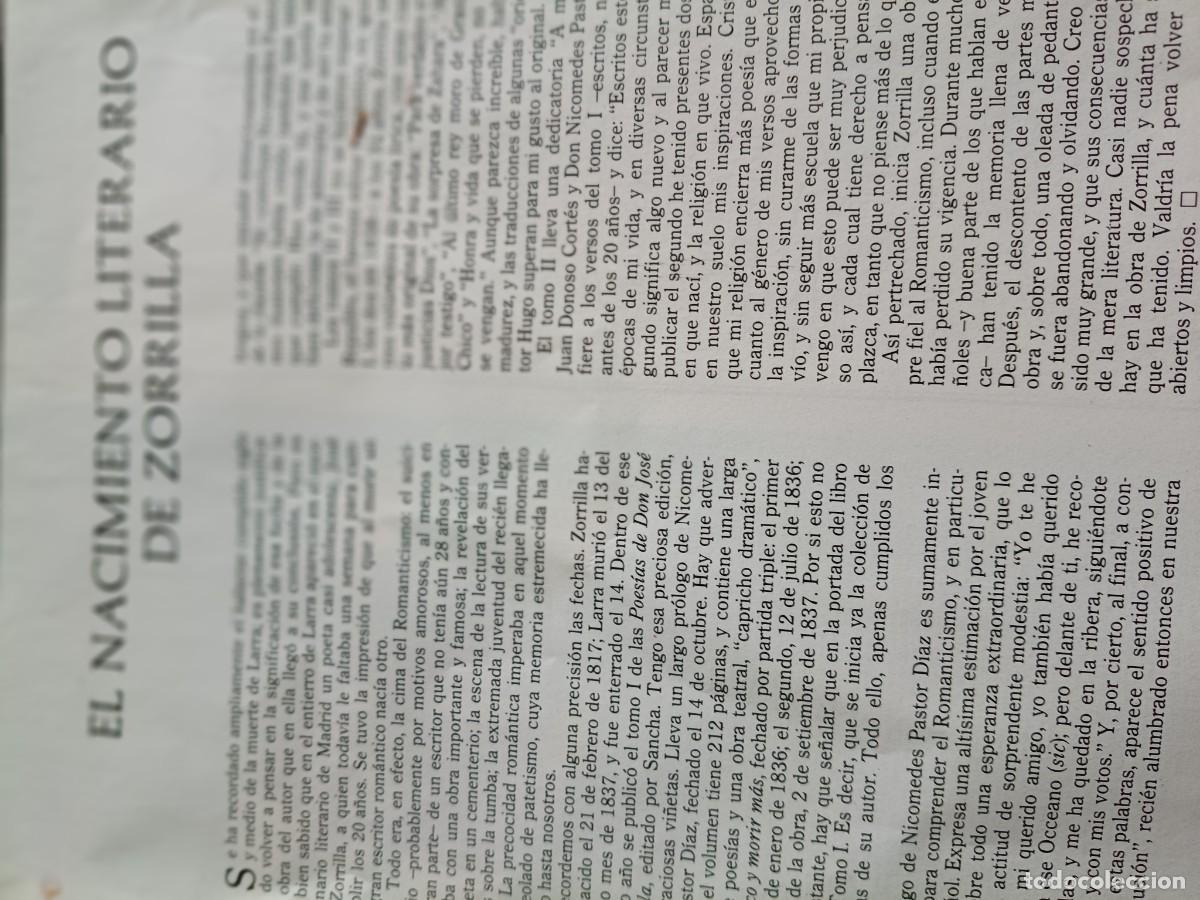 Coleccionismo de revistas y peri&oacute;dicos: EL NACIMIENTO LITERARIO DE JOS&Eacute; ZORRILLA. JULI&Aacute;N MAR&Iacute;AS. ART&Iacute;CULO DE REVISTA JANO ABRIL 1987