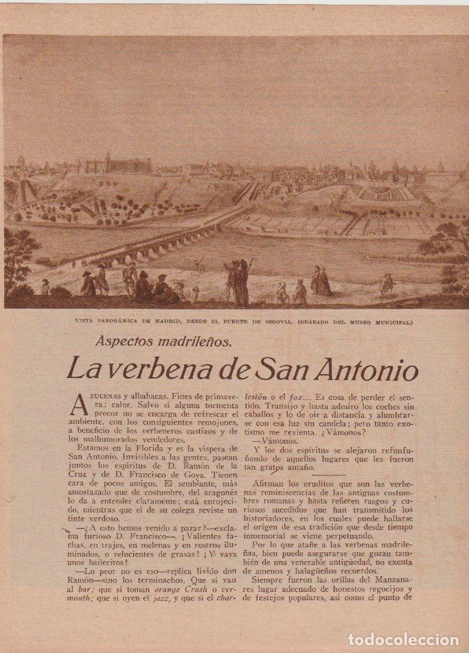 Coleccionismo de revistas y peri&oacute;dicos: * MADRID * La verbena de San Antonio/ A. Ram&iacute;rez Tom&eacute; -1935