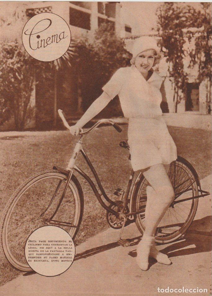 Coleccionismo de revistas y peri&oacute;dicos: * CINE * Anita Page en bicicleta; Louise Lagrange, Pierre Richard; Gina Manes, Georges Charlia -1935