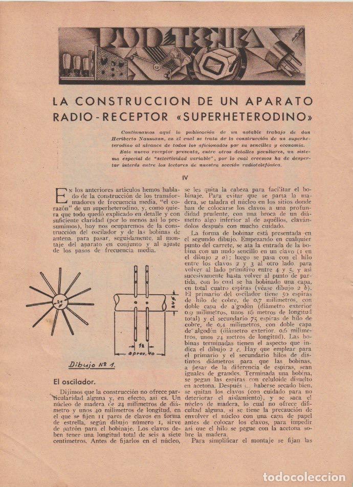 Coleccionismo de revistas y peri&oacute;dicos: * RADIO * Construcci&oacute;n superheterodino ( IV) - 1933