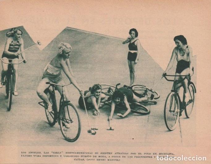 Coleccionismo de revistas y peri&oacute;dicos: * LOS &Aacute;NGELES * Polo femenino en bicicleta - 1933