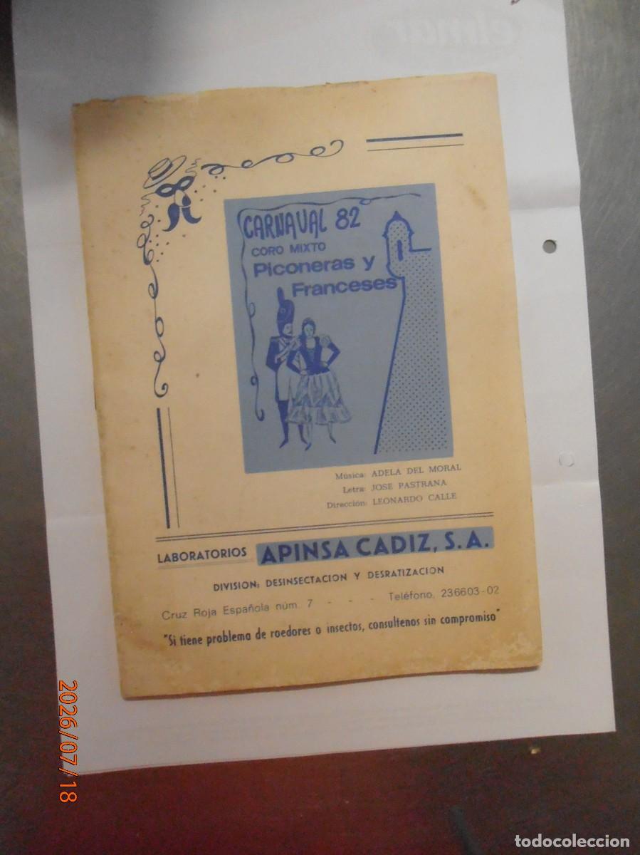 Coleccionismo de revistas y peri&oacute;dicos: Carnaval 82 - Coro mixto Piconeras y Francesas- C&aacute;diz