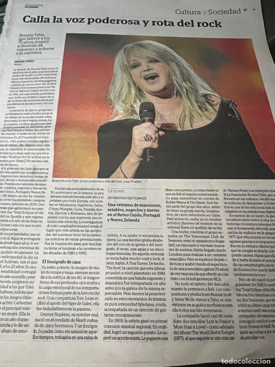 Coleccionismo de revistas y peri&oacute;dicos: Art&iacute;culos BONNIE TYLER GAYNOR HOPKINS PANTERA DE GALES TOTAL ECLIPSE OF THE HEART