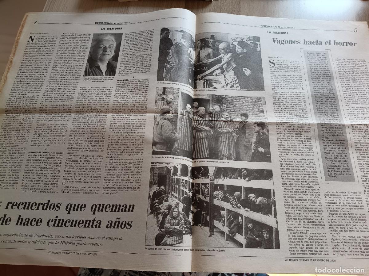 Coleccionismo de revistas y peri&oacute;dicos: CAMPO DE AUSCHWITZ Y FIN DEL HOLOCAUSTO NAZI. DOSSIER 8 PAGINAS DEL DIARIO MUNDO ENERO 1995