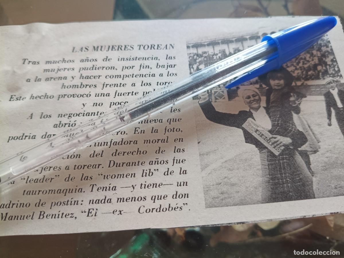 Coleccionismo de revistas y peri&oacute;dicos: MAR&Iacute;A DE LOS &Aacute;NGELES HERN&Aacute;NDEZ, &Aacute;NGELA, PRIMERA TORERA ESPA&Ntilde;OLA. PEQUE&Ntilde;A FOTO Y COMENTARIO