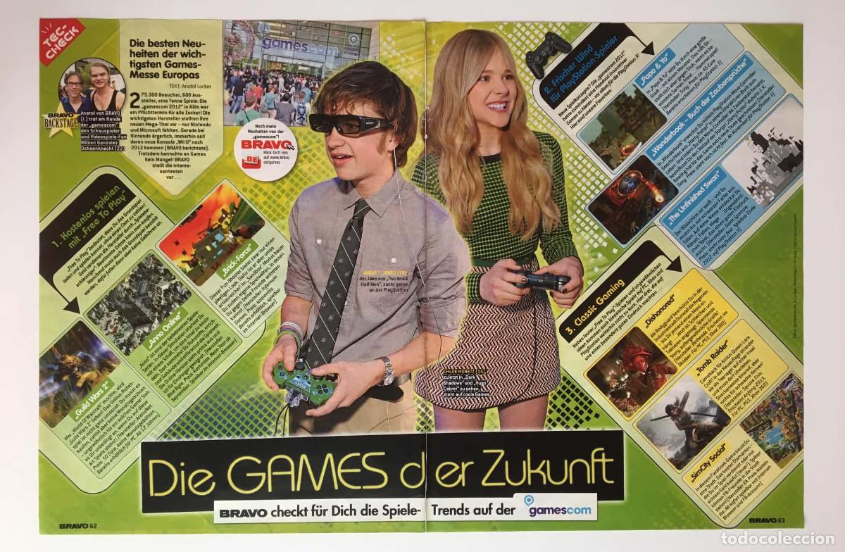 Coleccionismo de revistas y peri&oacute;dicos: Angus T. Jones & Chlo&euml; Grace Moretz Gamescom 2012 Original Double Page Spread A3 - Bravo Germany