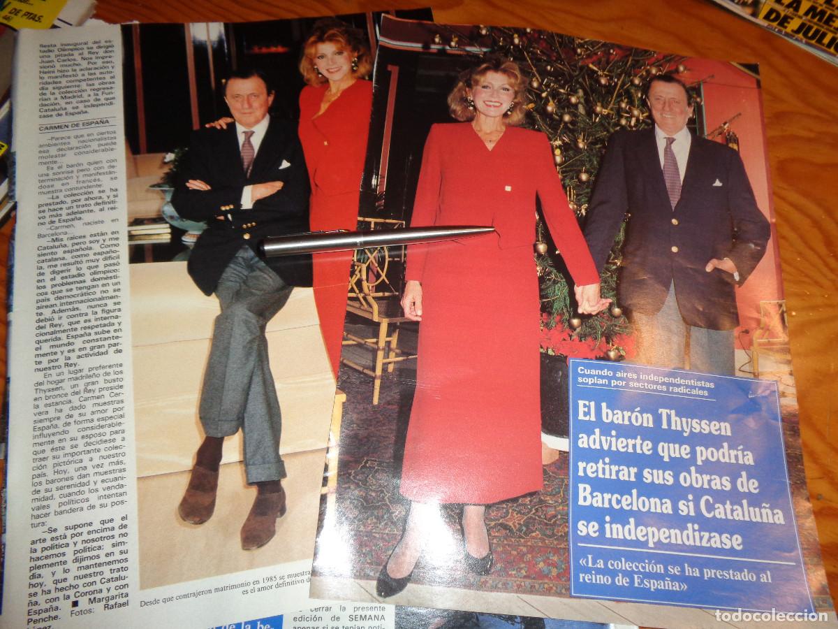 Coleccionismo de revistas y peri&oacute;dicos: RECORTE : CARMEN CERVERA Y EL BARON THYSSEN. SEMANA, ENERO 1990