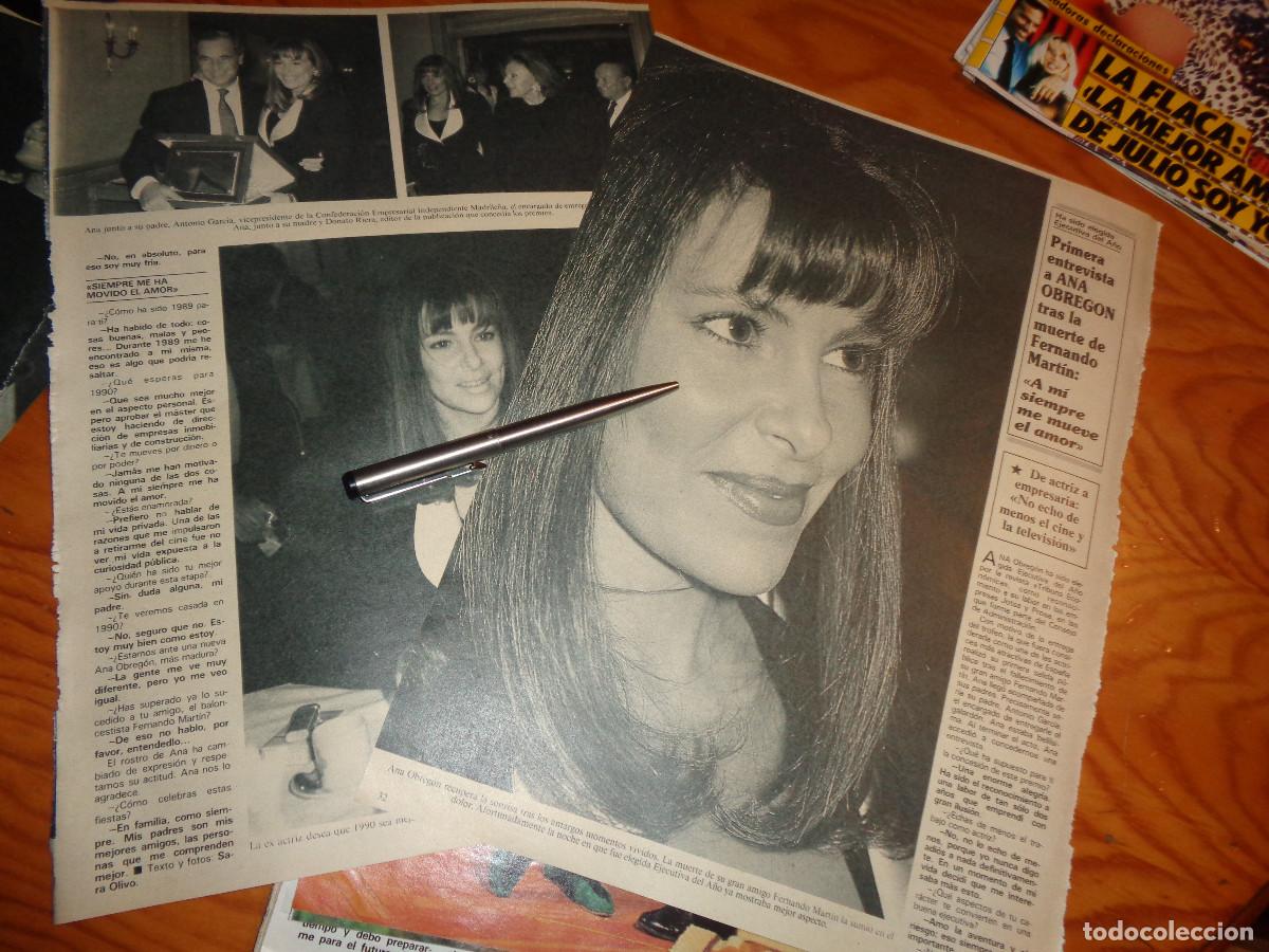 Coleccionismo de revistas y peri&oacute;dicos: RECORTE : ANA OBREGON, HABLA DE LA MUERTE DE FERNANDO MARTIN. SEMANA, ENERO 1990