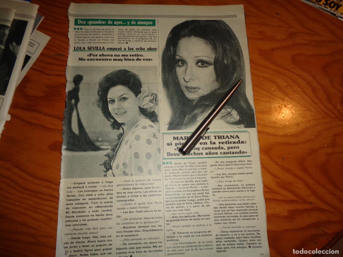 Collection Magazines and Newspapers: RECORTE : DOS GRANDES : MARIFE DE TRIANA Y LOLA SEVILLA. SEMANA, ENERO 1990