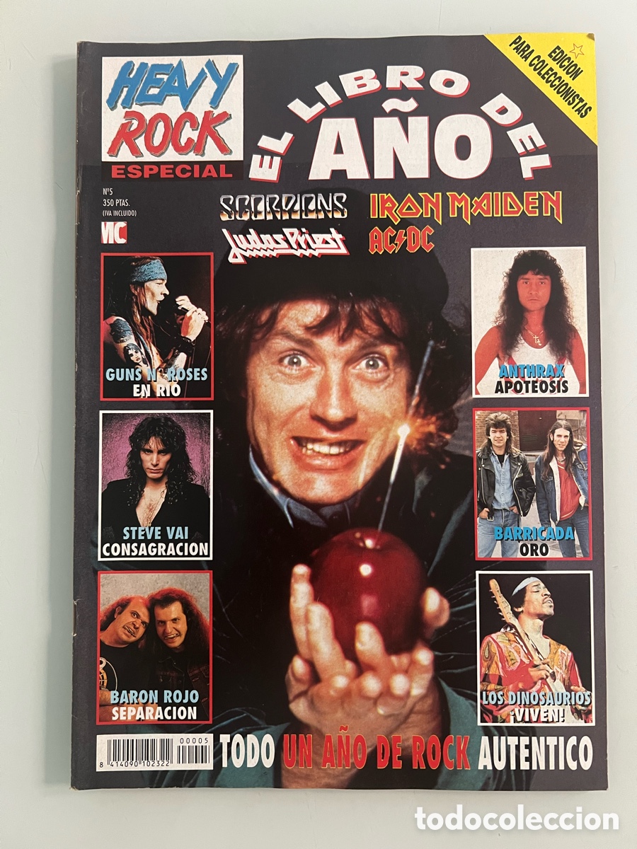 Coleccionismo de revistas y peri&oacute;dicos: Heavy Rock Especial n&ordm; 5, Anuario 1990. Scorpions, Iron Maiden, AC/DC. Contiene calendario 1991