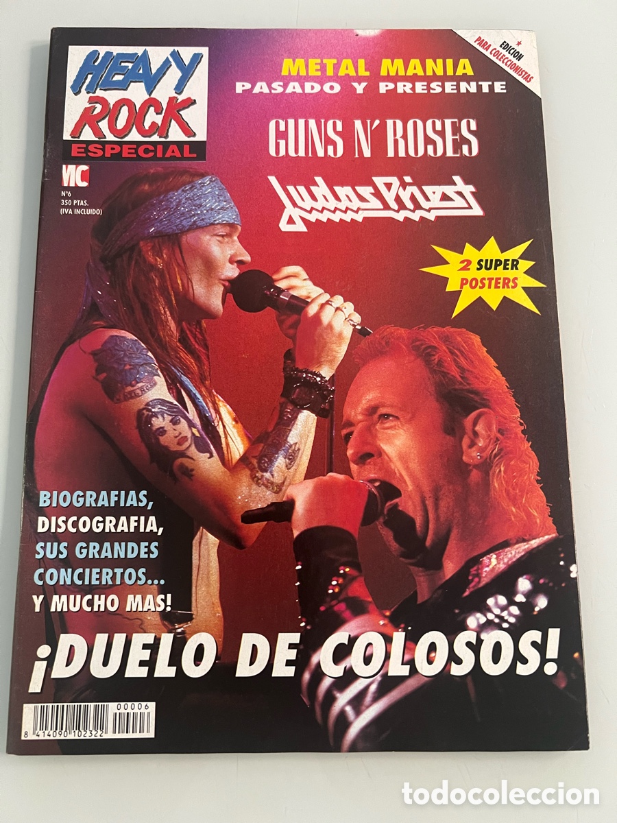 Coleccionismo de revistas y peri&oacute;dicos: Heavy Rock Especial n&ordm; 6. Guns N&rsquo; Roses, Judas Priest. Contiene dos s&uacute;per posters. A&ntilde;o 1991