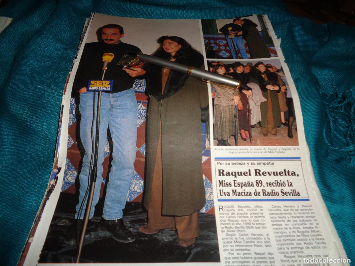 Coleccionismo de revistas y peri&oacute;dicos: RECORTE : RAQUEL REVUELTA, MISS ESPA&Ntilde;A 1989, RECIBE LA UVA MACIZA. SEMANA, ENERO 1990