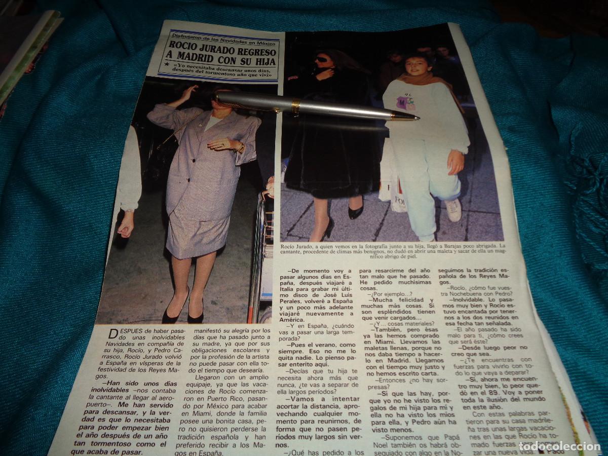 Coleccionismo de revistas y peri&oacute;dicos: RECORTE : ROCIO JURADO, REGRESA DE MEXICO CON SU HIJA. SEMANA, ENERO 1990