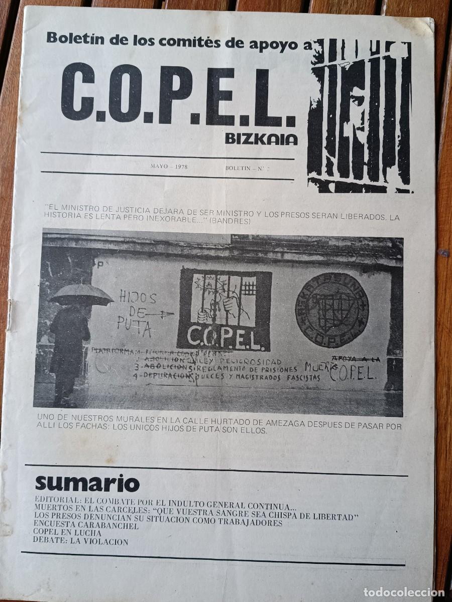 Coleccionismo de revistas y peri&oacute;dicos: BOLET&Iacute;N DE LOS COMIT&Eacute;S DE APOYO A COPEL N&ordm; 2 MAYO 1978. INDULTO, MUERTOS EN C&Aacute;RCELES, VIOLACI&Oacute;N