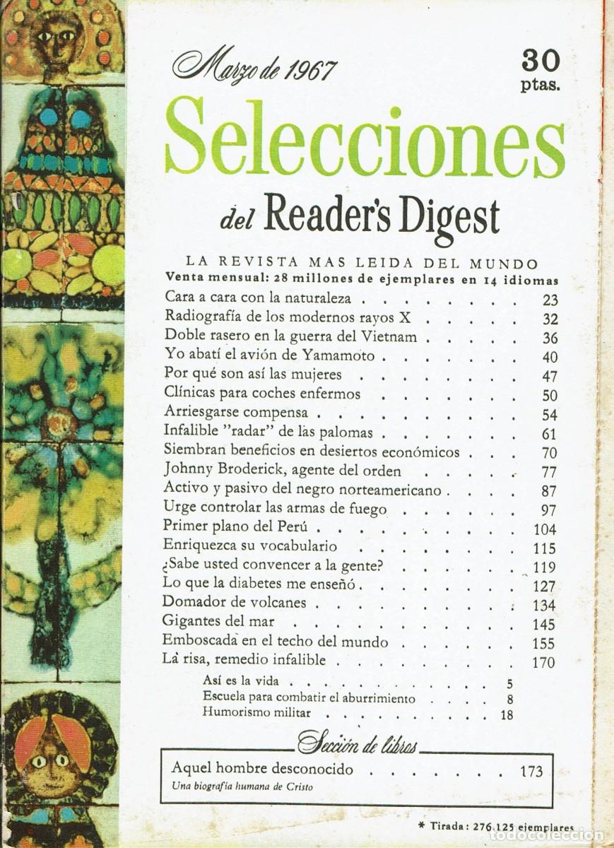Coleccionismo de revistas y peri&oacute;dicos: Selecciones Reader's Digest / Marzo 1967 / Yamamoto / Per&uacute; / Palomas / Guerra Vietnam
