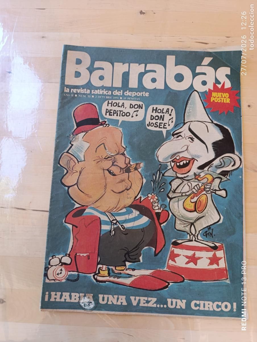 Coleccionismo de revistas y peri&oacute;dicos: BARRABAS 53 , LA REVISTA SATIRICA DEL DEPORTE.PAYASOS...