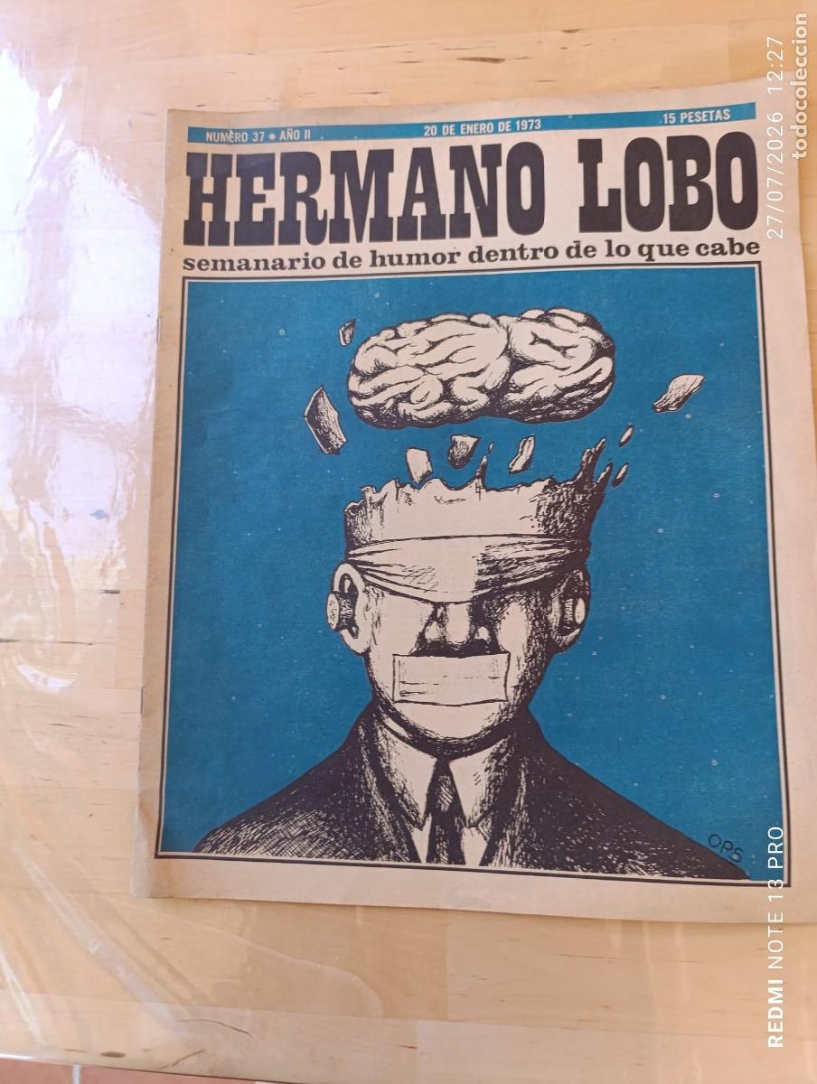 Coleccionismo de revistas y peri&oacute;dicos: Hermano lobo semanario de humor dentro de lo que cabe n&ordm; 37 a&ntilde;o 1973.