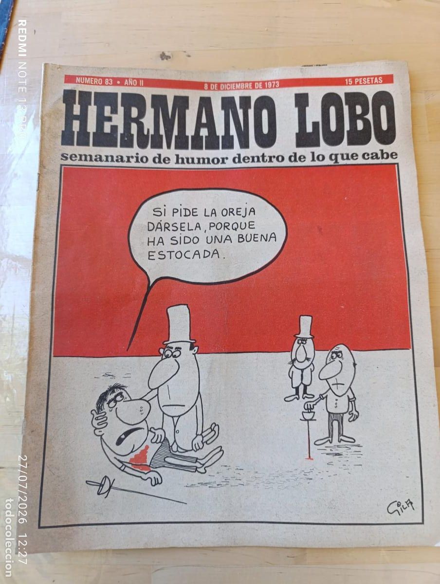 Coleccionismo de revistas y peri&oacute;dicos: Hermano lobo semanario de humor dentro de lo que cabe n&ordm; 83 a&ntilde;o 1973.
