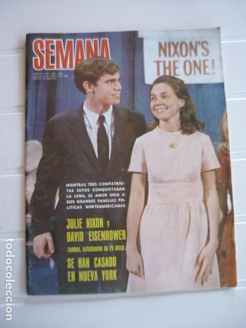 Coleccionismo de revistas y peri&oacute;dicos: REVISTA SEMANA 1507 4 ENERO 1969 JULIE NIXON Y DAVID EISENHOWER