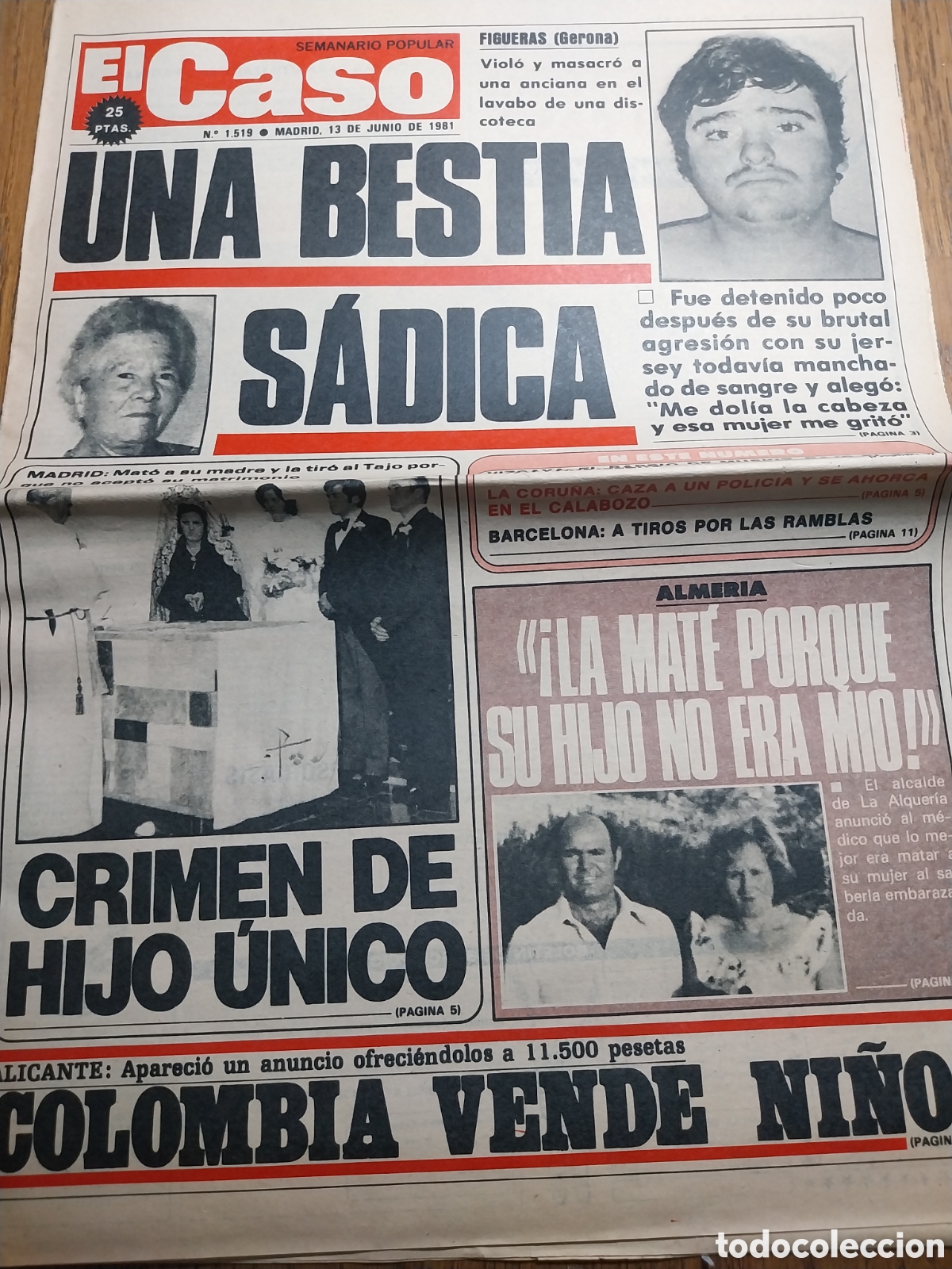 Coleccionismo de revistas y peri&oacute;dicos: EL CASO 1981 LA ALQUERIA ALMERIA BOXEADOR FIGUERAS