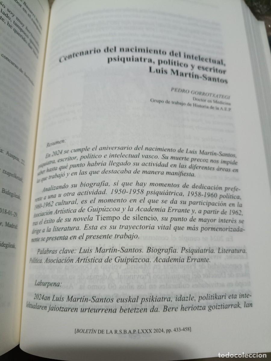 Coleccionismo de revistas y peri&oacute;dicos: CENTENARIO DEL NACIMIENTO DE LUIS MART&Iacute;N SANTOS. REAL SOCIEDAD BASCONGADA DE AMIGOS DEL PA&Iacute;S 2024