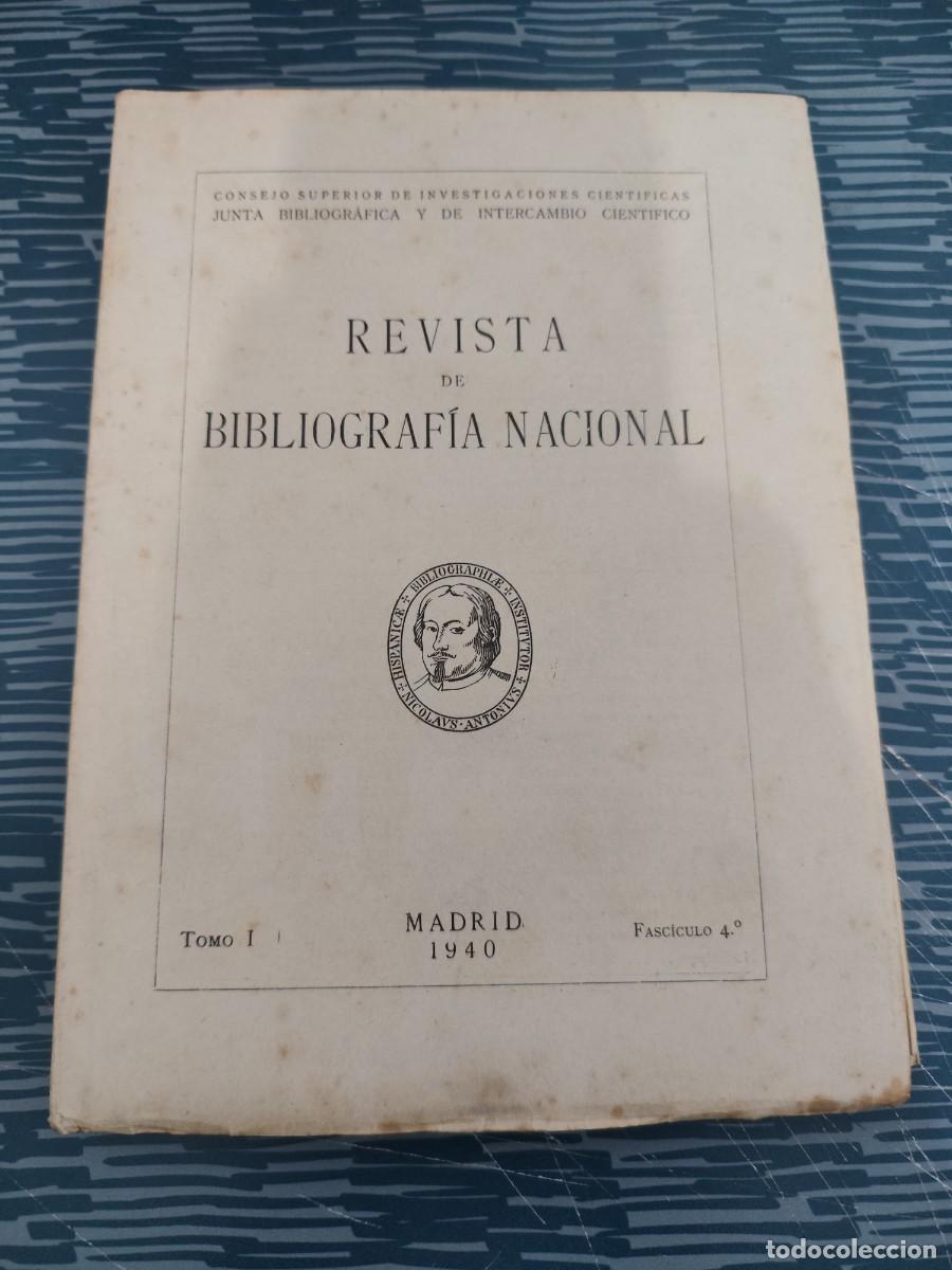 Coleccionismo de revistas y peri&oacute;dicos: REVISTA DE BIBLIOGRAF&Iacute;A NACIONAL,TOMO V,FASCICULO 4, MADRID,1944,VER SUMARIO., INTONSO.