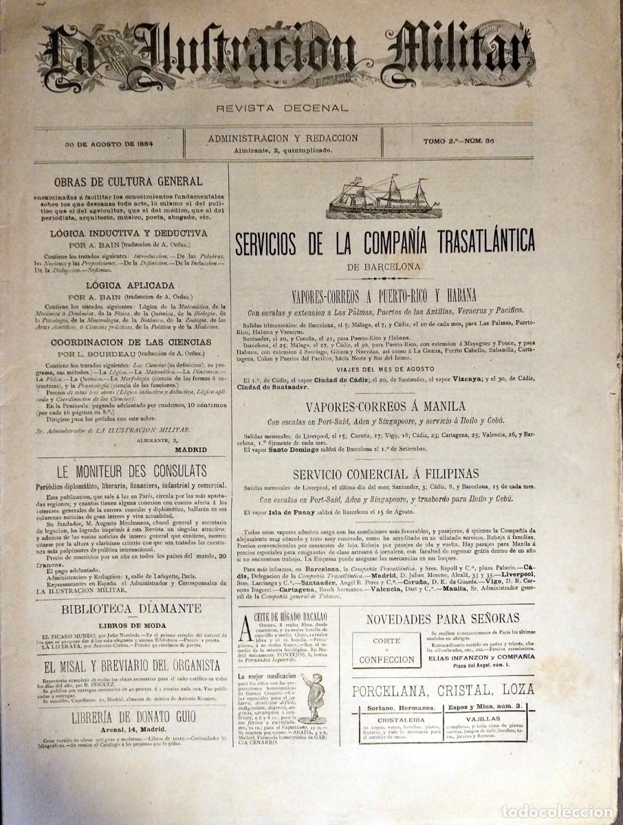 Coleccionismo de revistas y peri&oacute;dicos: LA ILUSTRACI&Oacute;N MILITAR. REVISTA LITERARIA, CIENT&Iacute;FICA Y ART&Iacute;STICA, A&Ntilde;O V, N&Uacute;M. 36, 30 DE AGOSTO 1884