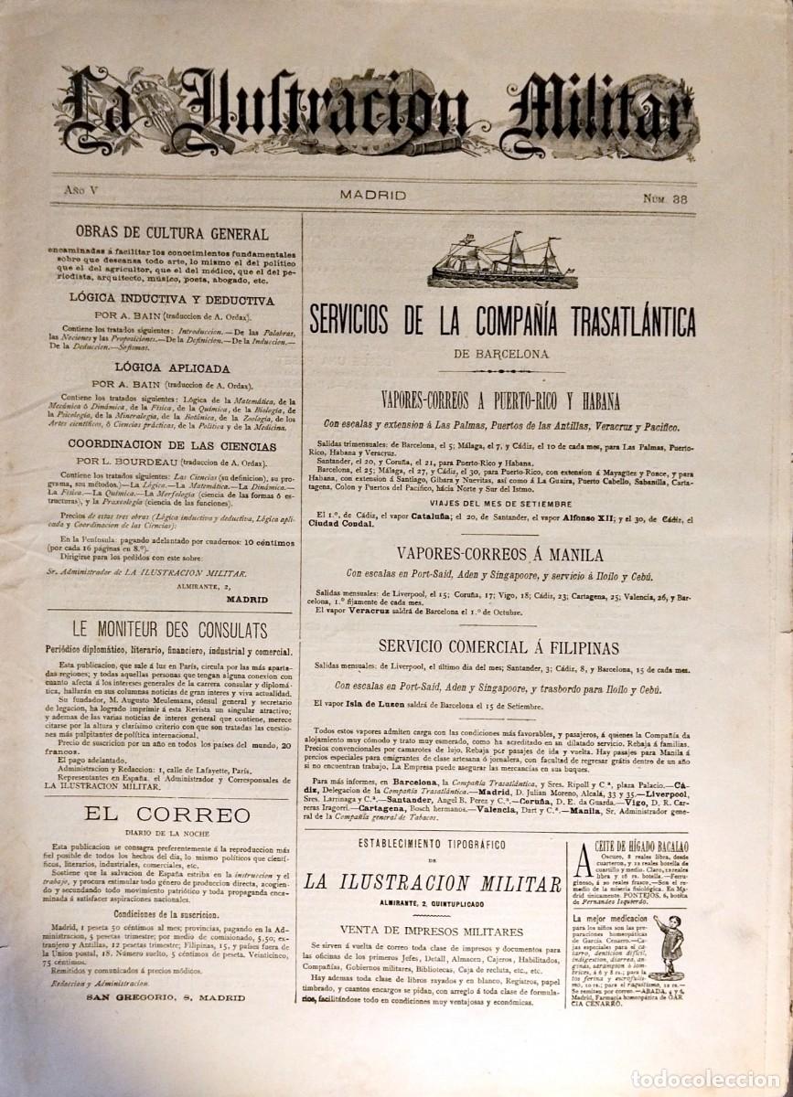Coleccionismo de revistas y peri&oacute;dicos: LA ILUSTRACI&Oacute;N MILITAR. REVISTA LITERARIA, CIENT&Iacute;FICA Y ART&Iacute;STICA, A&Ntilde;O V, N&Uacute;M. 38, 20 SETIEMBRE 1884