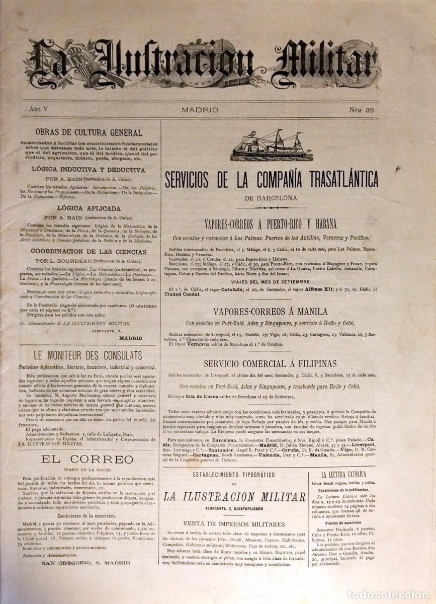 Coleccionismo de revistas y peri&oacute;dicos: LA ILUSTRACI&Oacute;N MILITAR. REVISTA LITERARIA, CIENT&Iacute;FICA Y ART&Iacute;STICA, A&Ntilde;O V, N&Uacute;M. 39, 30 SETIEMBRE 1884