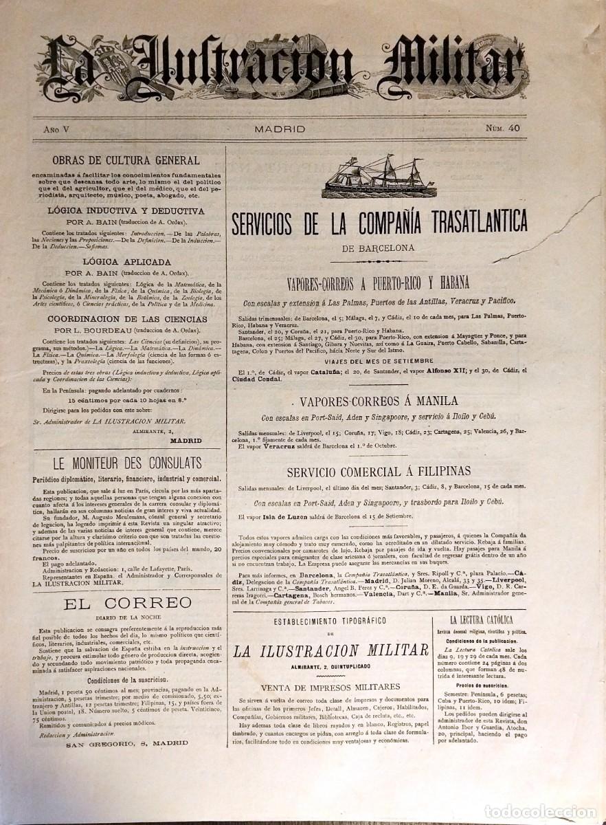 Coleccionismo de revistas y peri&oacute;dicos: LA ILUSTRACI&Oacute;N MILITAR. REVISTA LITERARIA, CIENT&Iacute;FICA Y ART&Iacute;STICA, A&Ntilde;O V, N&Uacute;M. 40, 10 OCTUBRE 1884