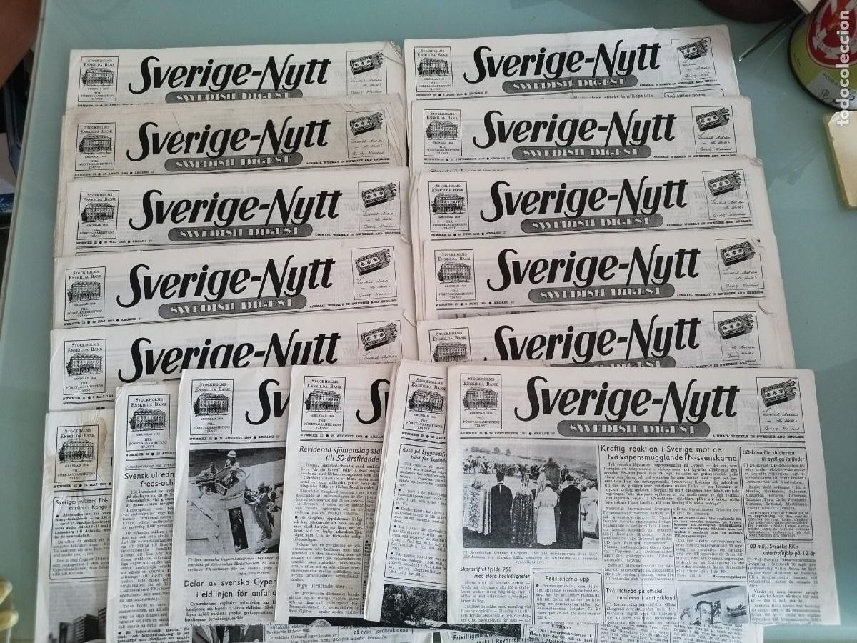 Coleccionismo de revistas y peri&oacute;dicos: Lote de 20 ejemplares del peri&oacute;dico en sueco Sverige-Nytt.