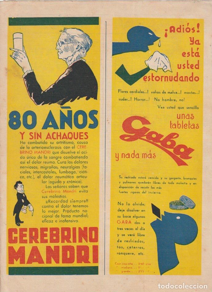 Coleccionismo de revistas y peri&oacute;dicos: Publicidad farmacia: Cerebrino Mandri y tabletas Gaba - 1933
