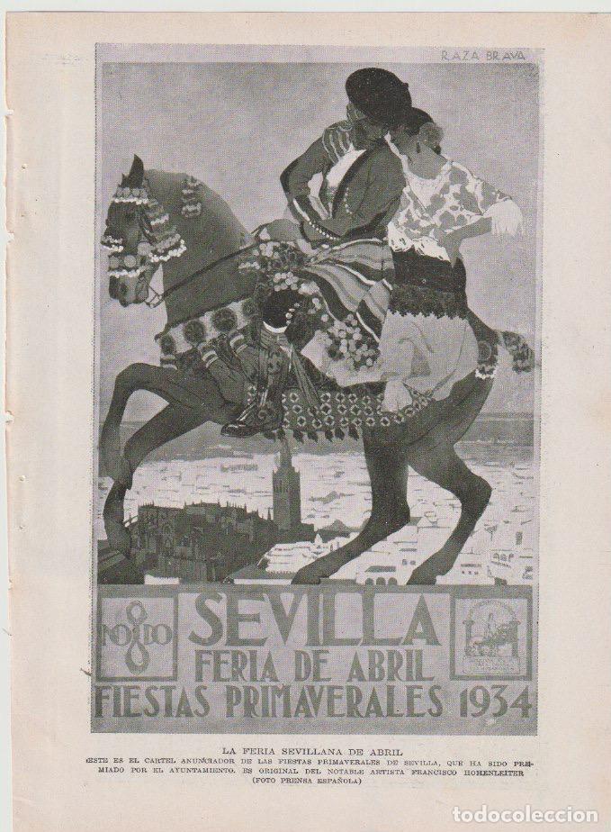 Coleccionismo de revistas y peri&oacute;dicos: Cartel anunciador de la feria de Abril de Sevilla premiado, autor Francisco Hohenleiter - 1933