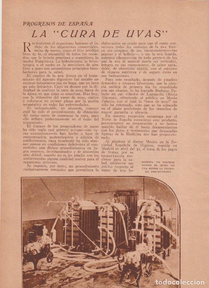 Coleccionismo de revistas y peri&oacute;dicos: * MEDICINA * BODEGAS PALACIO, LAGUARDIA * La cura de uvas - 1933