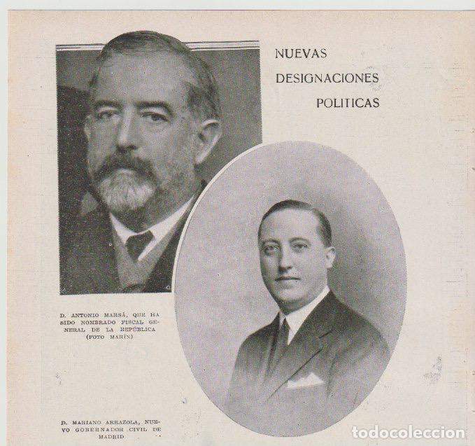 Coleccionismo de revistas y peri&oacute;dicos: D. Antonio Mars&aacute;, fiscal; D. Mariano Arrazola, gobernador civil de Madrid - 1933