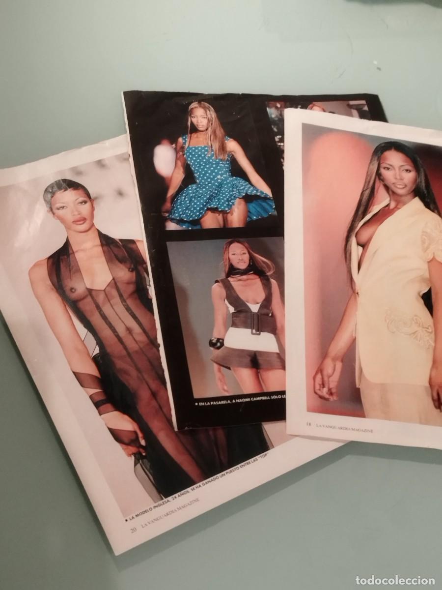Coleccionismo de revistas y peri&oacute;dicos: Tres hojas revistas con fotos de Naomi Campbell.
