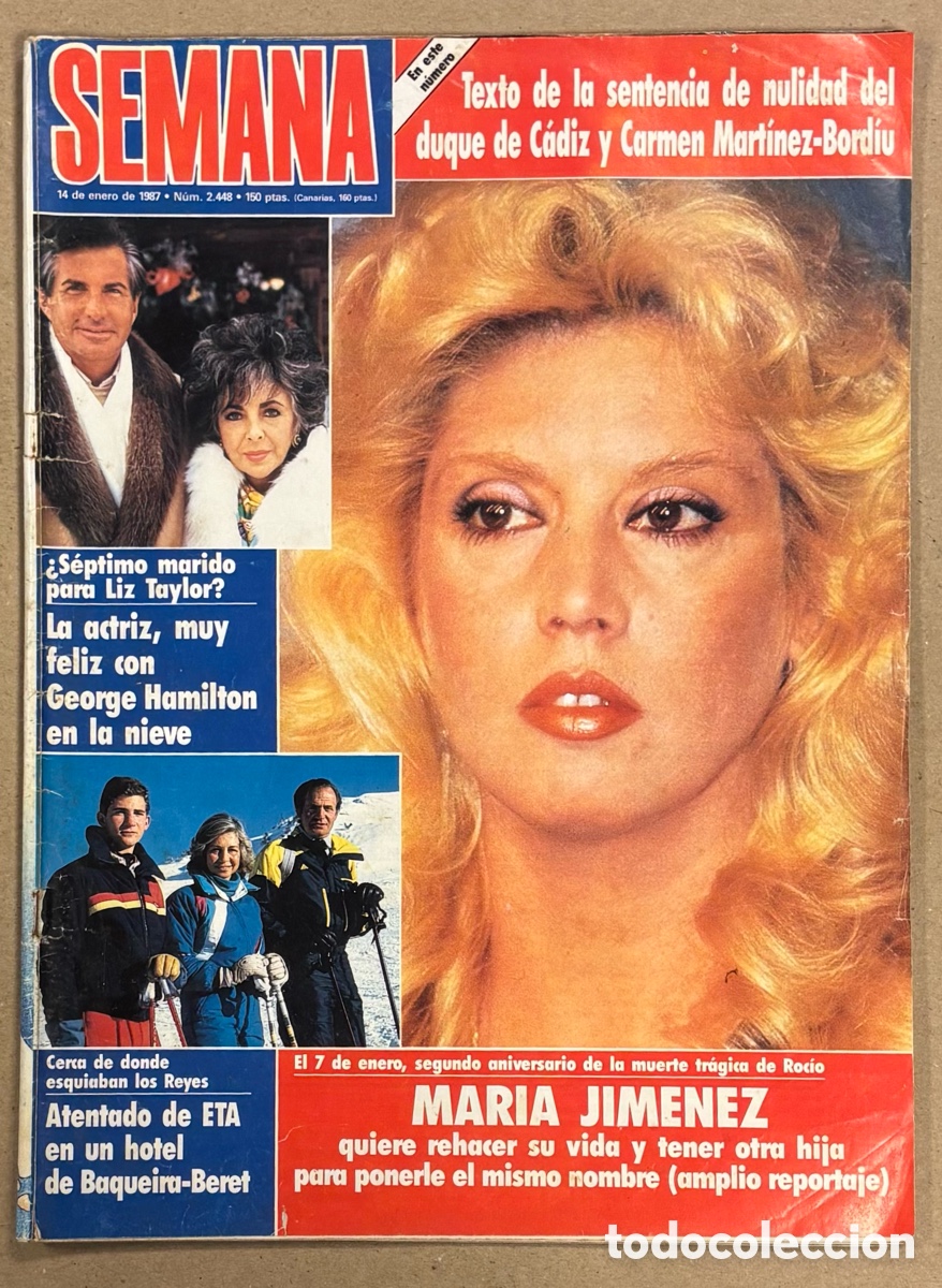 Coleccionismo de revistas y peri&oacute;dicos: SEMANA N&deg; 2448 (1987). MAR&Iacute;A JIM&Eacute;NEZ, PEPE SANCHO, VICTORIA ABRIL, JUAN PARDO,,DUQUE DE C&Aacute;DIZ Y