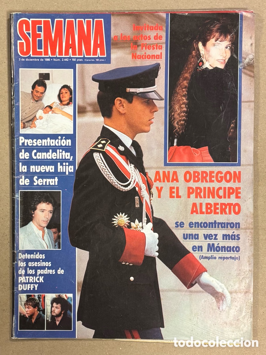 Coleccionismo de revistas y peri&oacute;dicos: SEMANA N&deg; 2442 (1986). ANA OBREG&Oacute;N Y EL PR&Iacute;NCIPE ALBERTO, SERRAT, ISABEL PANTOJA, LADY DI,&hellip;