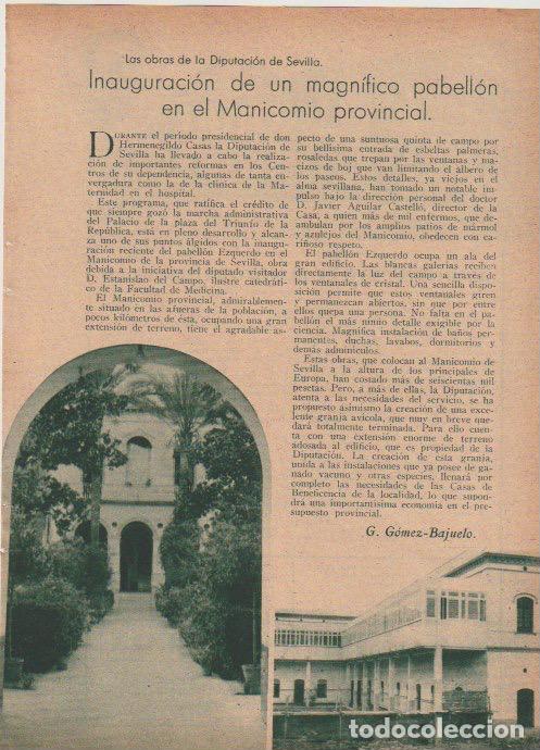 Coleccionismo de revistas y peri&oacute;dicos: * SEVILLA * Manicomio Provincial / G. G&oacute;mez Bajuelo - 1933