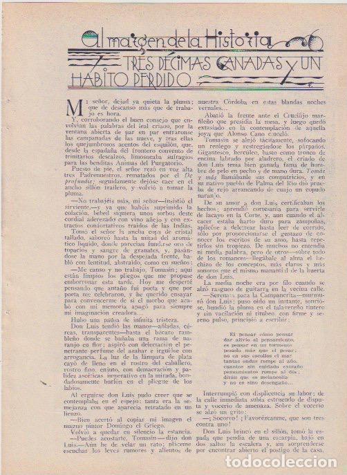 Coleccionismo de revistas y peri&oacute;dicos: Tres d&eacute;cimas ganadas y un h&aacute;bito perdido / M. R. Blanco-Belmonte; dibujo de Huertas - 1933