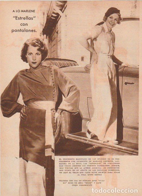 Coleccionismo de revistas y peri&oacute;dicos: * CINE * Estrellas con pantalones: Frances Dee, Ruth Selwyn, Sally Eilers, Carole Lombard - 1933