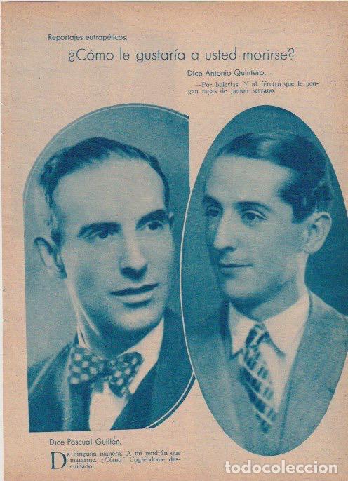 Coleccionismo de revistas y peri&oacute;dicos: Encuesta, responden: Florita Pereira, Jos&eacute; Luis Lloret y Carmen Arenas, Pascual Guill&eacute;n ...- 1933