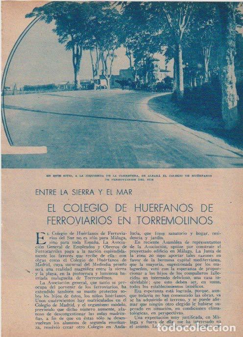 Coleccionismo de revistas y peri&oacute;dicos: * TORREMOLINOS * El Colegio de Hu&eacute;rfanos de Ferroviarios / Manuel Prados y L&oacute;pez - 1933